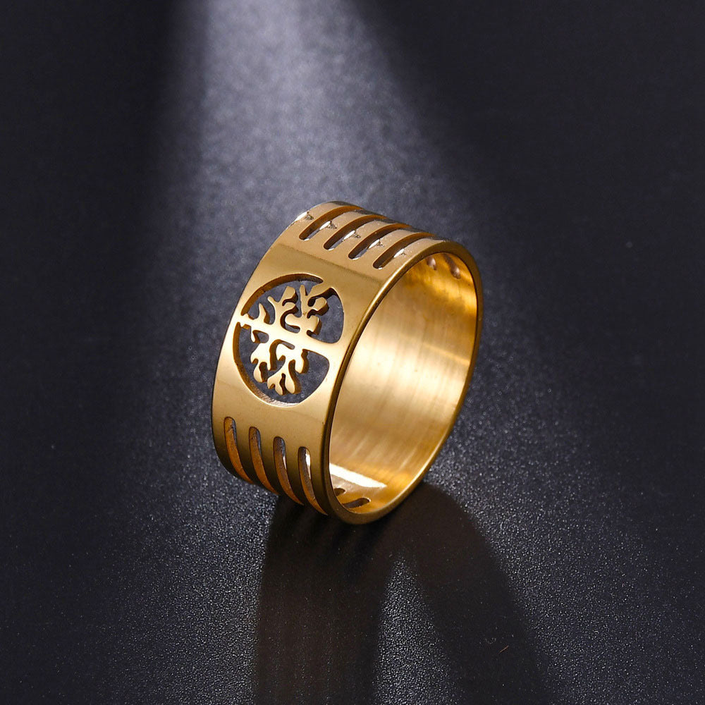 Stainless Steel Ring Hollow Wish Tree Constellation Ring European Design Gift As Employee Benefits Gift Metal Ring
