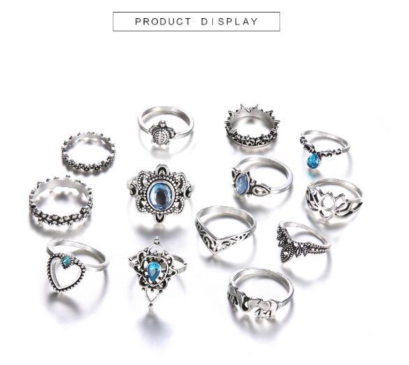 Vintage Crown Starry Gem Jewelry Set 13 Piece Alloy Gemstones Individually Packed Birthday Gift For Her Europe