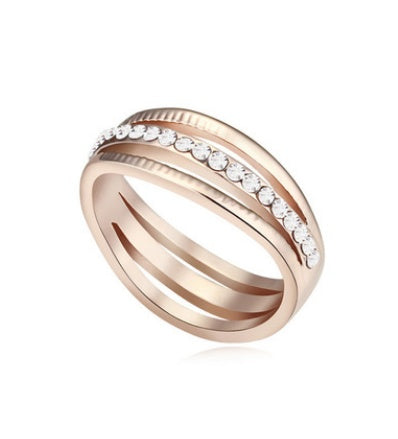 Women's Crystal Ring Gold Plated Alloy Geometric Jewelry Gift Accessory Elegant Fashion Ring Elegant Accessory