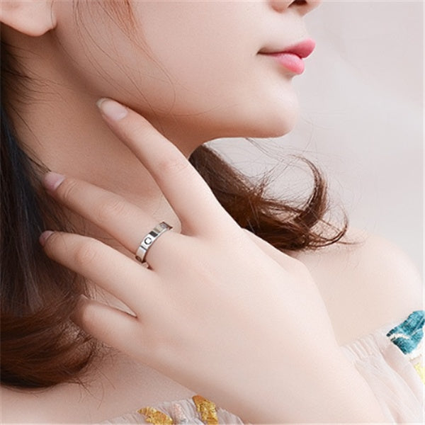 Titanium Steel Geometric Couple Ring Engagement Wedding Band Durable Gift Jewelry For Anniversary For All Fans