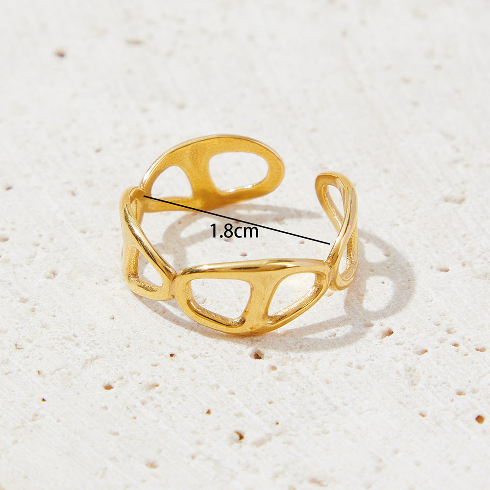 Womens Personalized Gold Titanium Steel Ring Irregular Diamond Shape Fashion Jewelry Gift For Her Durable Forever