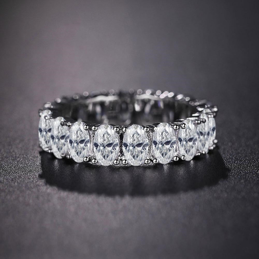 Egg Shaped Zircon Ring Geometric Copper Plated Electroplated Fashion Jewelry For Her Statement Gift Durable Quality