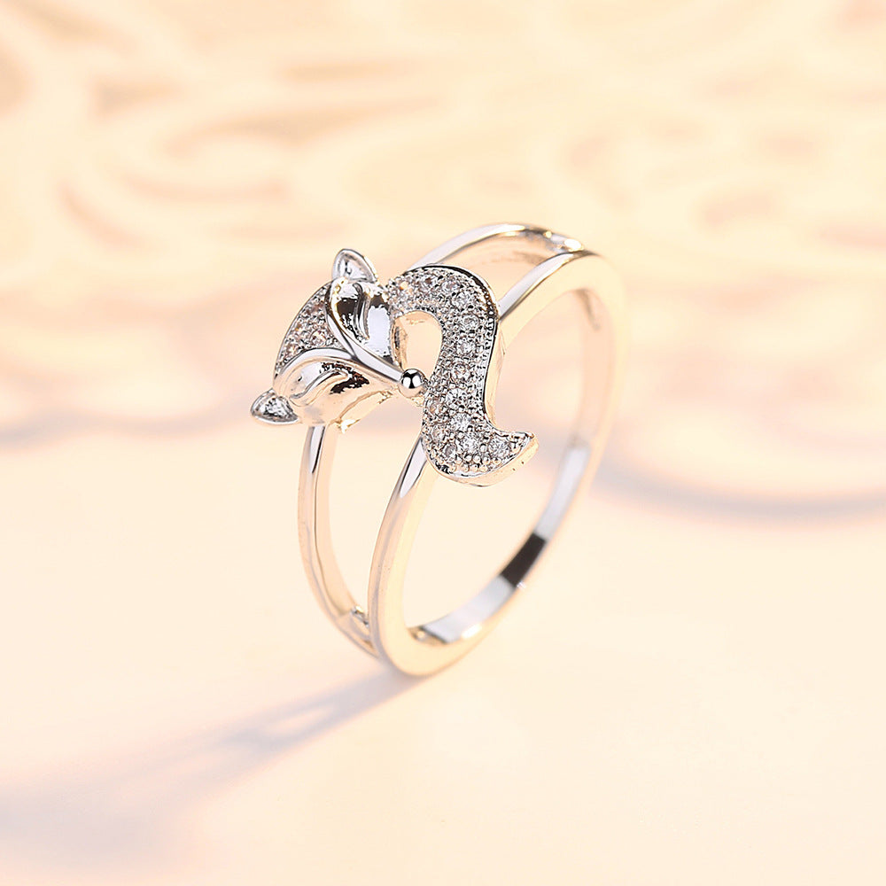 Themed Copper Ring with Zircon Inlay Korean Style Jewelry