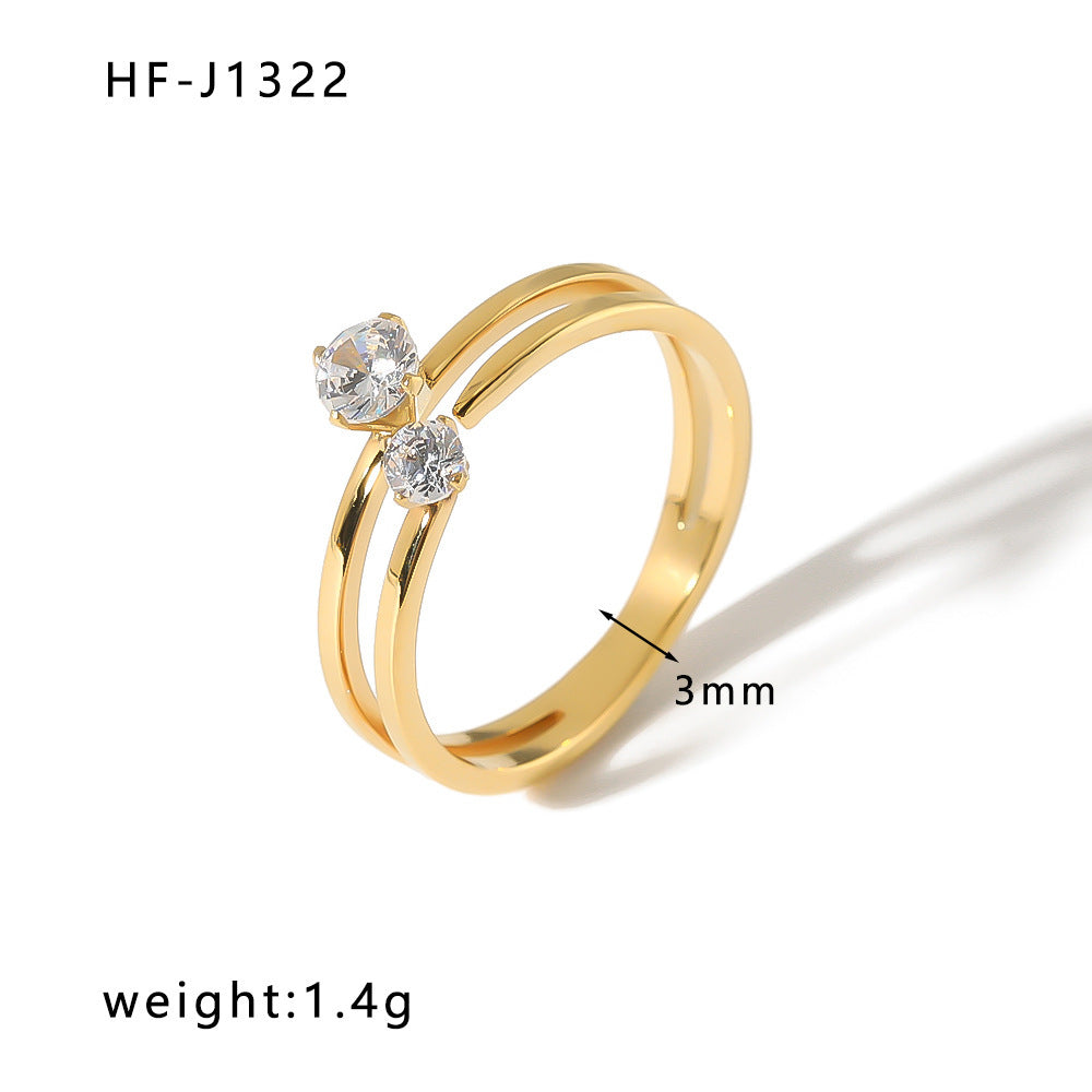 Stainless Steel Ring Gold Electroplated Fashion Jewelry For Women All Match Gifts Size 7 Elegant Everyday Style