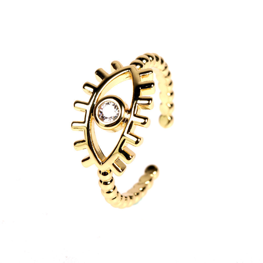 Womens Copper Devil Eye Ring Adjustable Geometric Jewelry