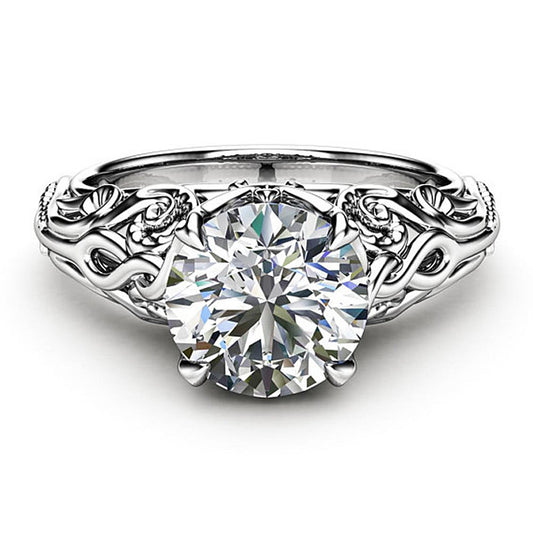 Womens Geometric Brass Ring White Steel Alloy Inlay With Artificial Gemstone European American Fashion Jewelry