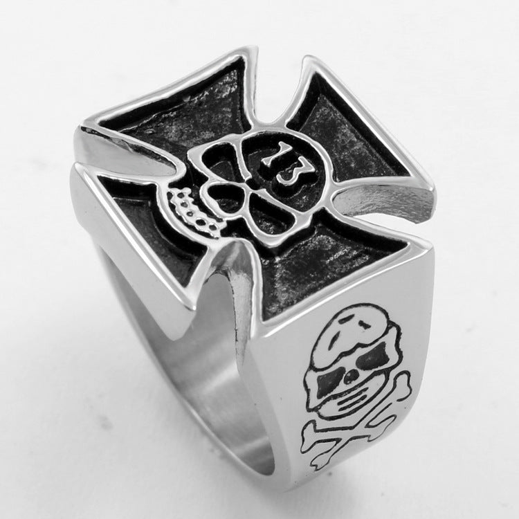 Men's Stainless Steel Skull Ring Vintage Animal Zodiac Biker Ring Steel Color Jewelry for Men Animal Statement Ring Cool Men's Ring Fashion Jewelry