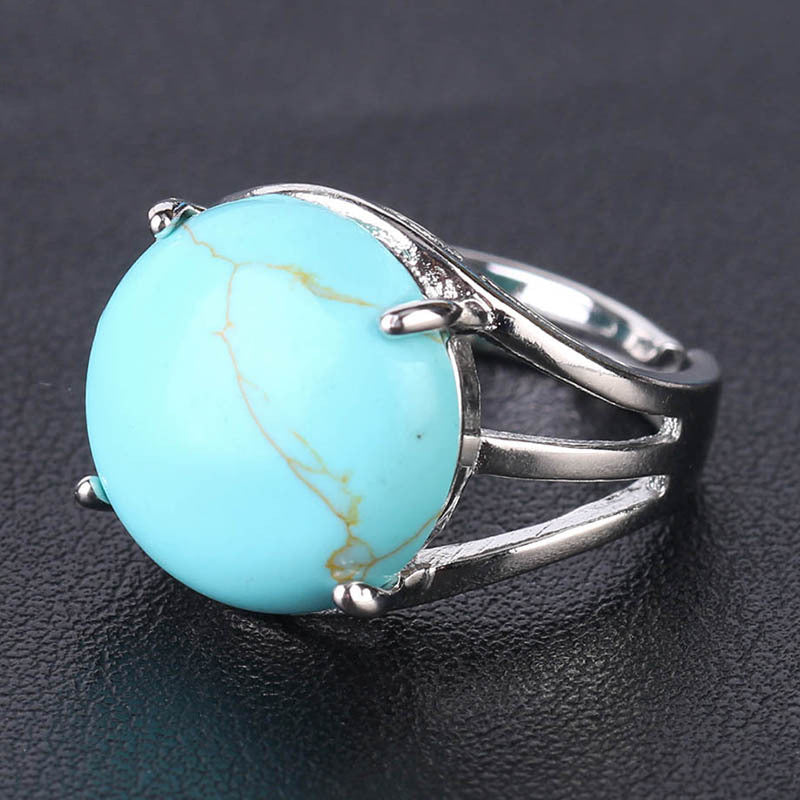 Crystal Hollowed Ring With Natural Stones And Copper Accessories European Style Gift Men Women Friends Jewelry