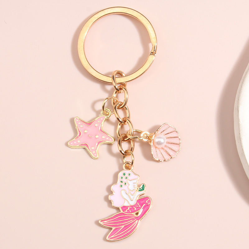 Starfish Mermaid Seahorse Shell Dolphin Zinc Alloy Keychain Pendant for Keys Bags and Decoration for Keys and Backpacks