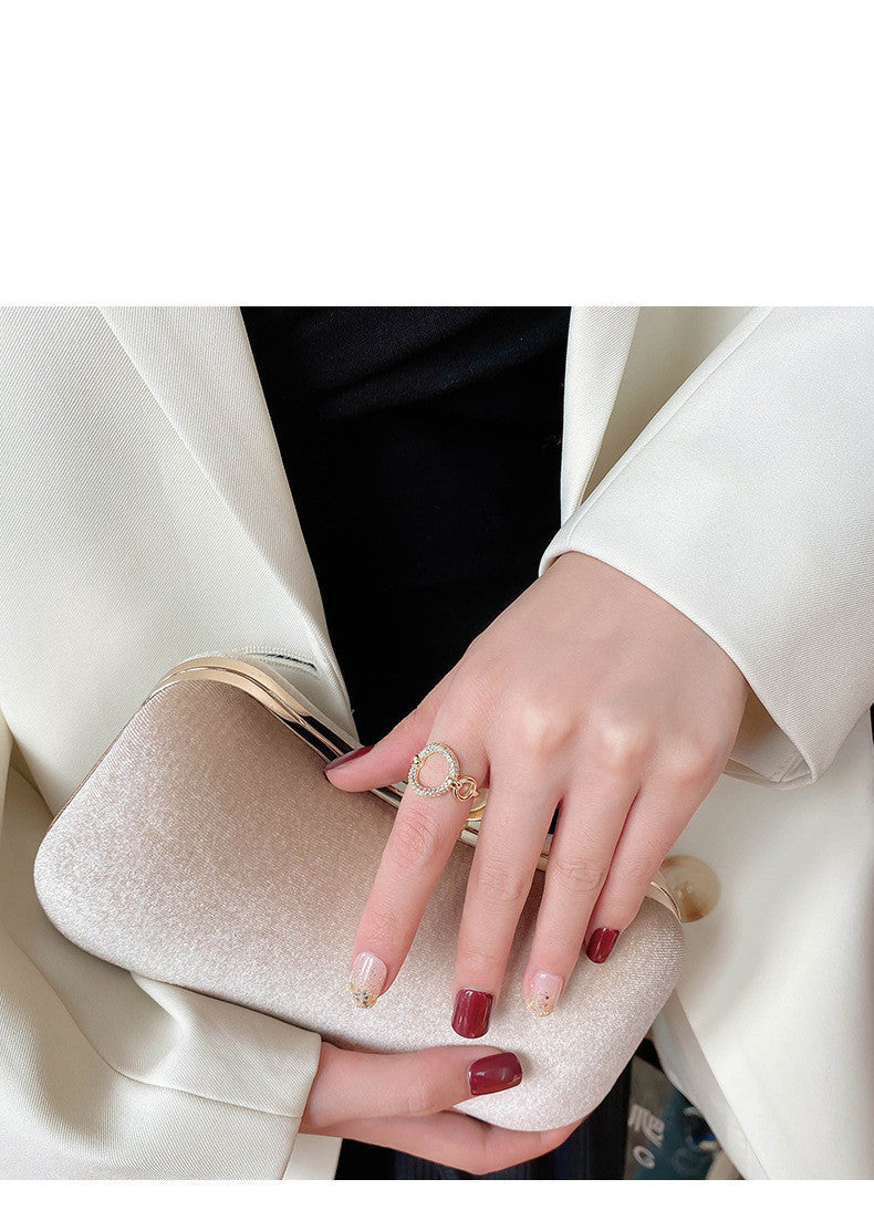 Zircon Micro Inlaid Ring Dainty Gold Plated Copper Trendy Niche Design Simple Index Digit Ring For Daily Wear