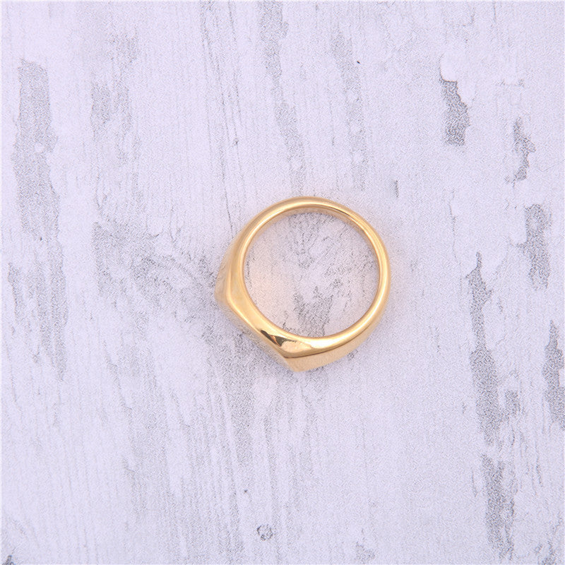 Chic Wide Edge Ring for Women Titanium Steel Statement Ring Fashion Jewelry Band Unique Design Ring Steel Color Electroplated Ring