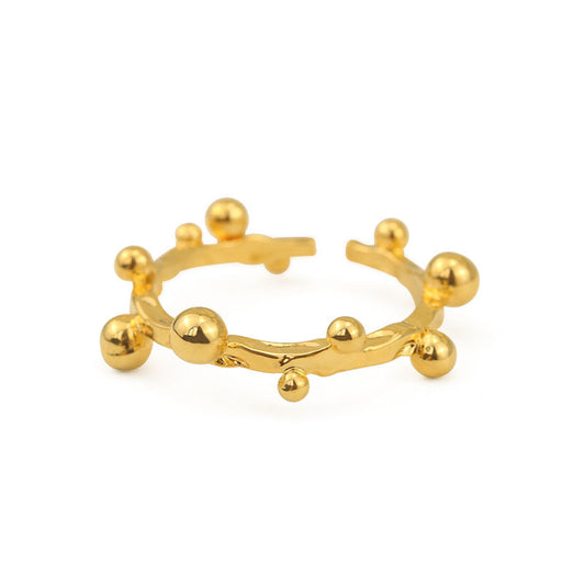 Womens Adjustable Brass Ring With Round Opening Geometric Mosaic Not Inlaid Fashion Jewelry For Everyday Wear