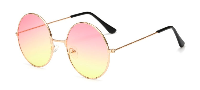 Vintage Round Sunglasses Circle Frame AC Lenses Trendy Metal Eyewear Sun Shielding Glasses Fashion Accessories