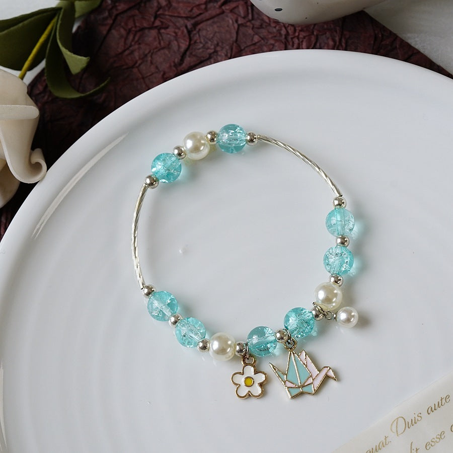 Womens Beaded Bracelet With Pearl Crystal And Alloy Animal Zodiac Charms Cartoon Adjustable Length Cute Charm