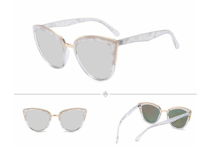 Womens Cat Eye Sunglasses UV400 Protection AC Lenses Stylish Plastic Frames Dazzling Color Fashionable Eye Wear