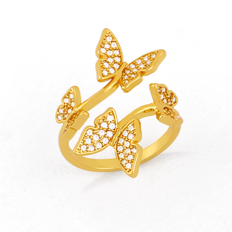 Fashion Jewelry Butterfly Diamond Ring For Women Sparkle