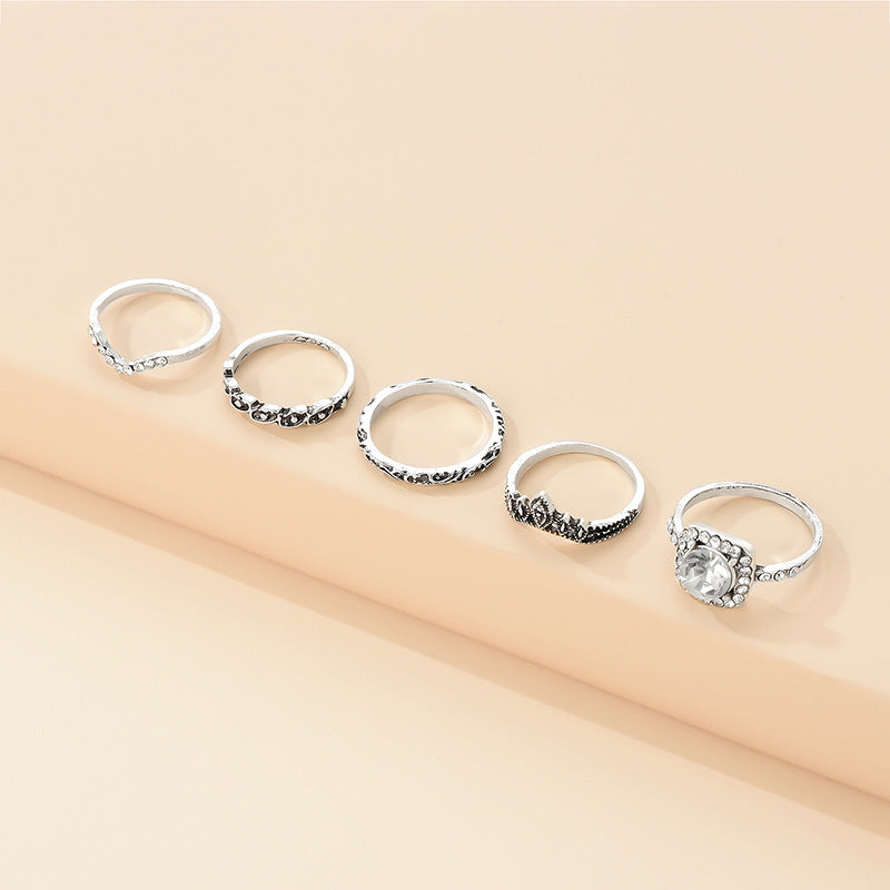 Geometric Ring Set For Women Stackable Alloy Knuckle Rings Electroplated Everyday Jewelry Gift Ready In Stores