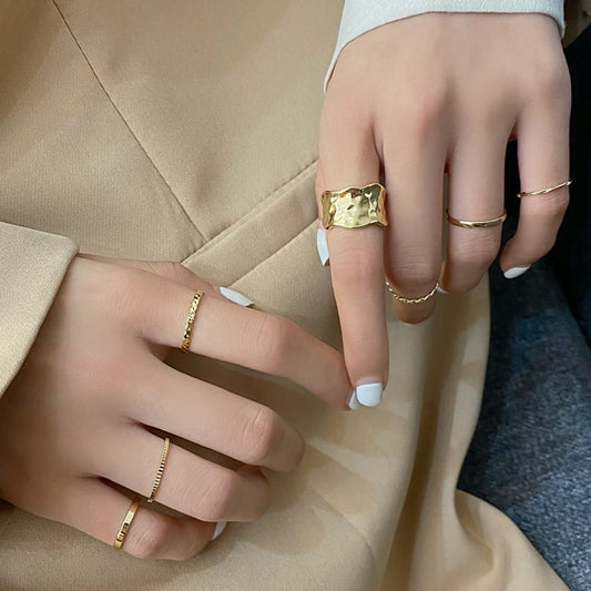 Womens Knuckle Ring Set Silver and Gold Plated Stackable Midi Rings 7 Piece Fashion Alloy Jewelry for Everyday Style