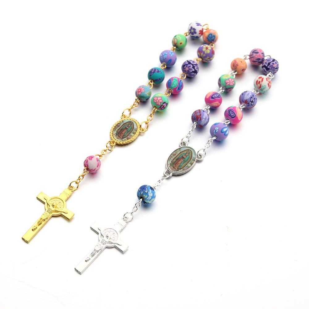 Unisex Alloy Totem Bracelet Cross Rosary Design With Angelic Pendant Silver Gold Plated Jewelry For Daily Wear