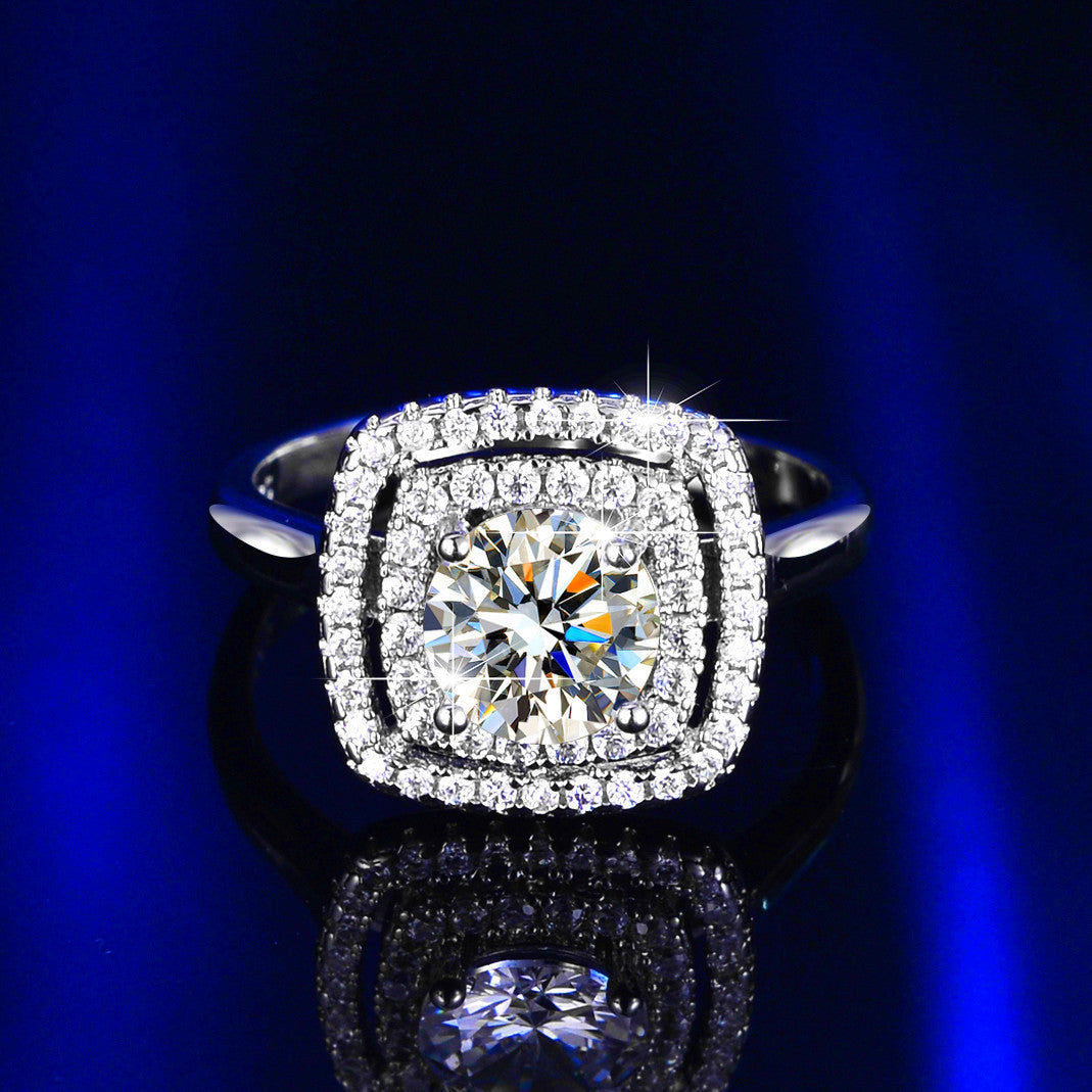 Unisex 1 Carat Zircon Ring Copper Electroplated Six Claw Engagement Wedding Anniversary Gift For All Occasions