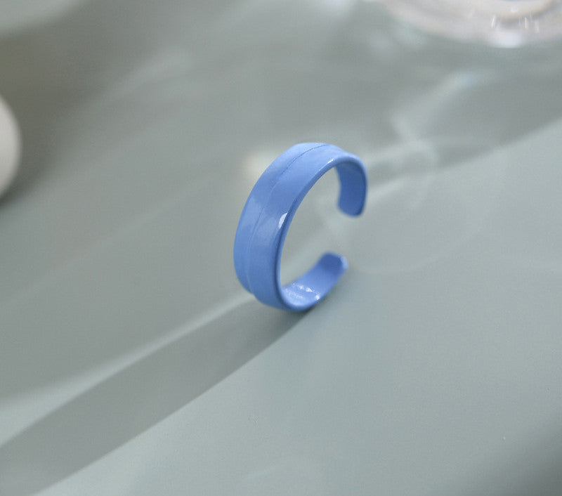 Womens Geometric Alloy Ring Candy Color Drip Design Oil Injected Finish Trendy Fashion Jewelry Geometric Ring