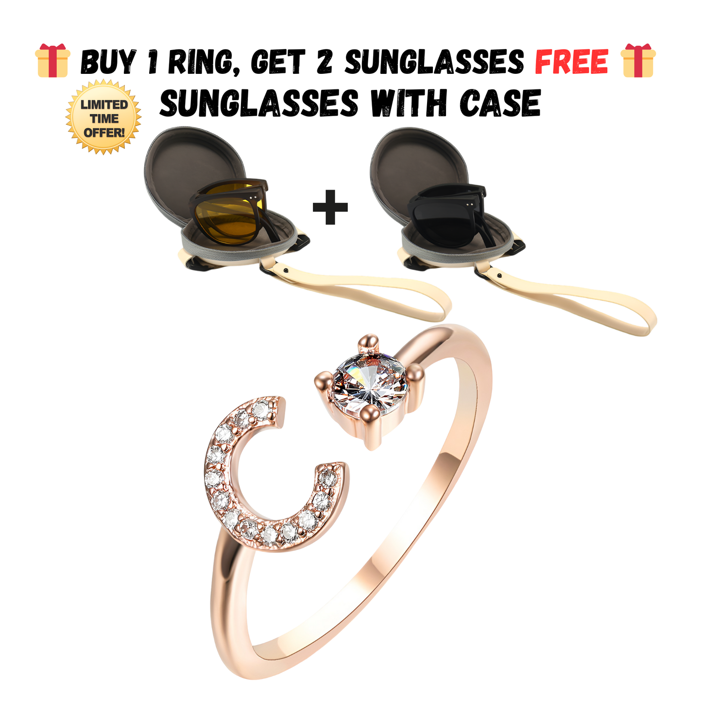 Adjustable Letter Zircon Ring with Alphabet Initials A Z Copper Alloy Jewelry Gift for Women Elegant Gift Idea