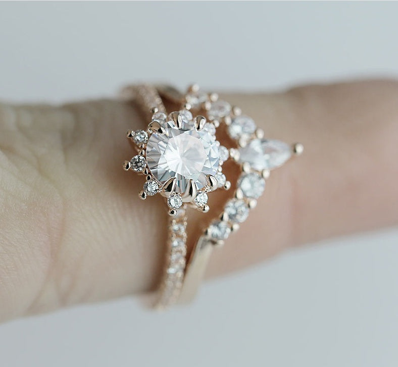 Sunflower Zircon Ring Rose Gold Plated Copper Flower Jewelry For Women Sizes 6 7 8 9 10 Handmade Statement Accessory