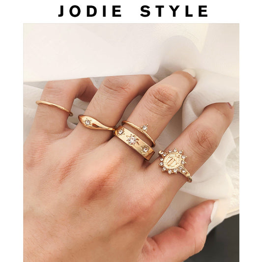 Five Piece Gold And Silver Tone Wide Band Ring Set Jewelry