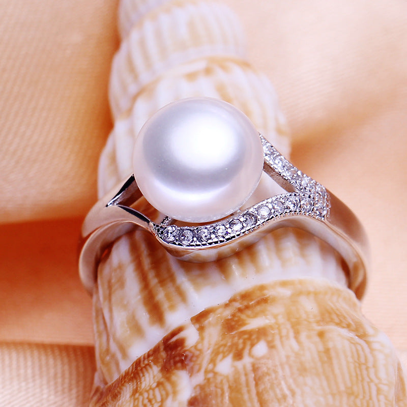 Freshwater Pearl Ring 925 Sterling Silver Alloy For Her Japanese Korean Inspired Elegant Design Everyday Style