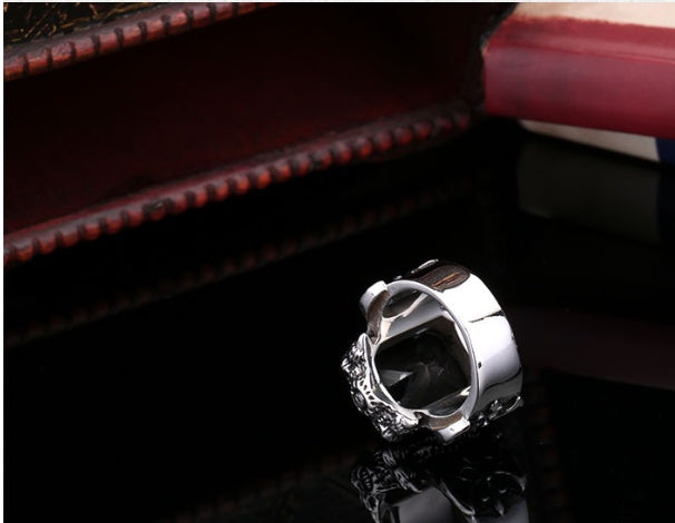 Mens Stainless Steel Crown Ring With Vintage Stone Inlay For Anniversary Gift And Statement Jewelry Wide For Men