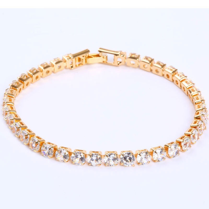 Gold Plated Copper Bracelet With Zircon Inlaid Flower Design For Women Anniversary Gifts For Trade Fairs Deals