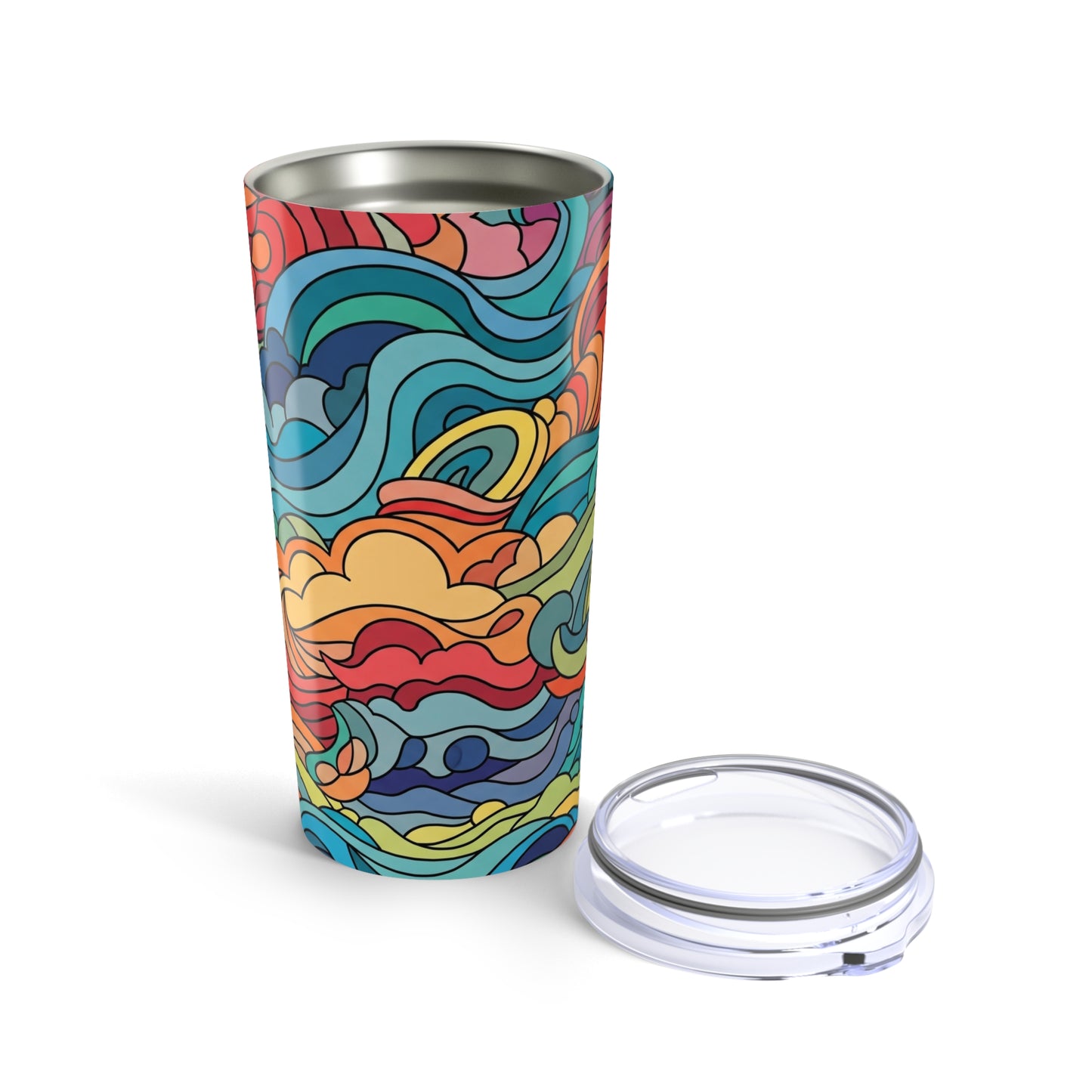 20oz Stainless Steel Travel Tumbler With Full Printed Graphic Double Wall Vacuum Insulation Leak Proof Thermal Mug