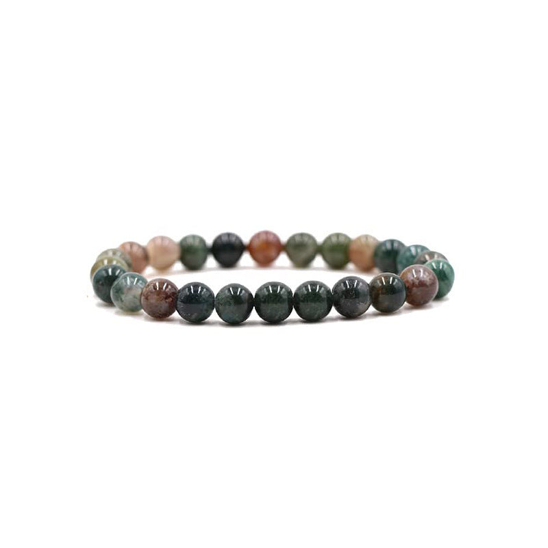 Agate 8mm Beaded Bracelet Stretch Stone Jewelry European American Neutral Style for Yoga Outdoors Travel Gear