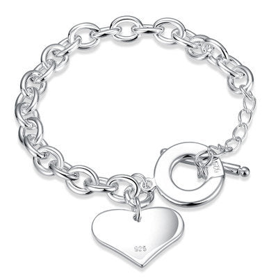 Silver Plated Copper Heart Bracelet For Women Korean Style Jewelry Electroplated Finish Elegant Everyday Accessory Gift