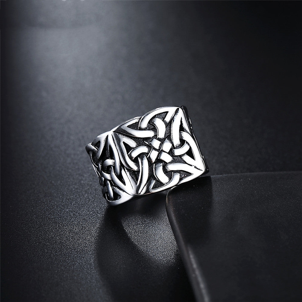 Men's Ring Nordic Viking Retro Ring Personality Punk Titanium Steel Band Statement Ring Jewelry for Men or Women Fashion Ring Gift Idea