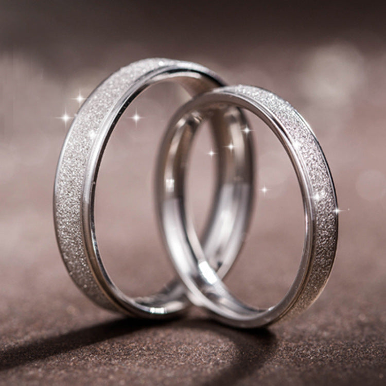 Couple Rings 925 Sterling Silver Korean Style Star Rings Electroplating Rings Frosted Inner Craft Promise Rings