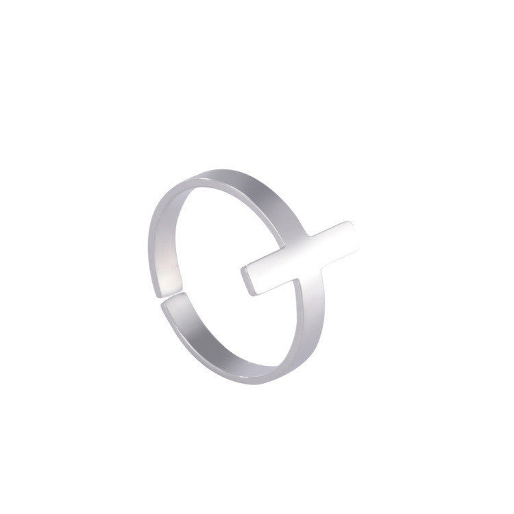 Womens Adjustable Ring Polished Stainless Steel Geometric Open Ring Retro Vertical Stripe Travel Gift For Women