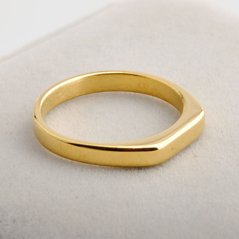 Gold Plated Titanium Steel Ring Minimalist Band Glossy Durable Everyday Wear For Women And Men Gift Free Deals