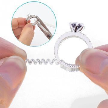 Ring Size Adjuster Set For Loose Rings With Polishing Cloth Durable Plastic 4 Pieces 3.82 Inch Easy To Use Fit