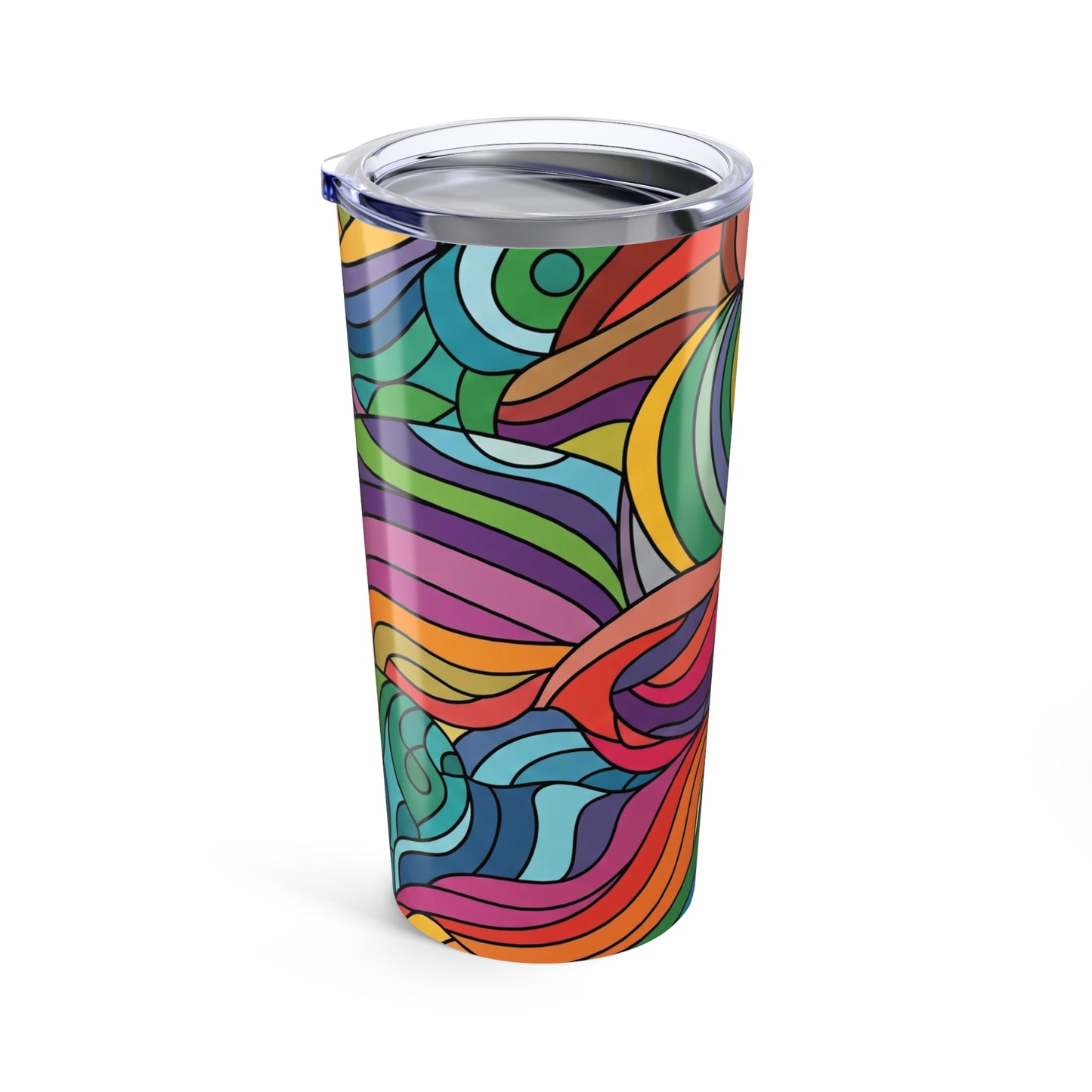 20 Oz Stainless Steel Tumbler With Printed Design Double Wall Vacuum Insulated Spill Resistant BPA Free Coffee Mug