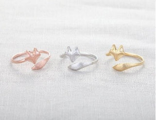 Adjustable Fox Ring For Women Open Copper Jewelry Silver Gold Rose Gold Fox Design Individually Packed Jewelry