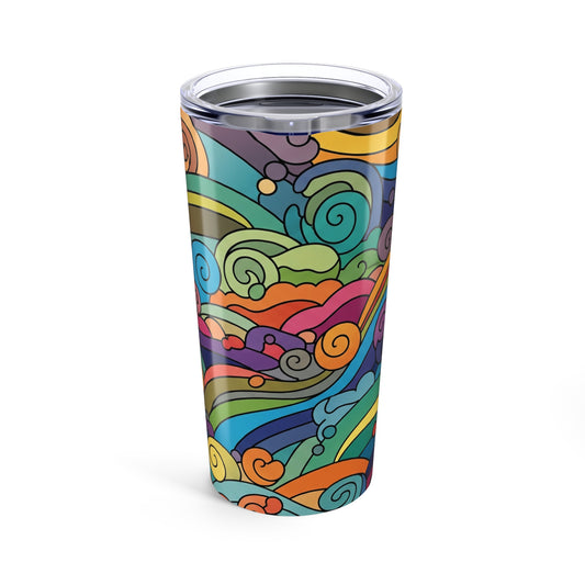 20oz Stainless Steel Tumbler With Printed Design Double Wall Vacuum Insulation Spill Resistant Hot Cold Daily Use