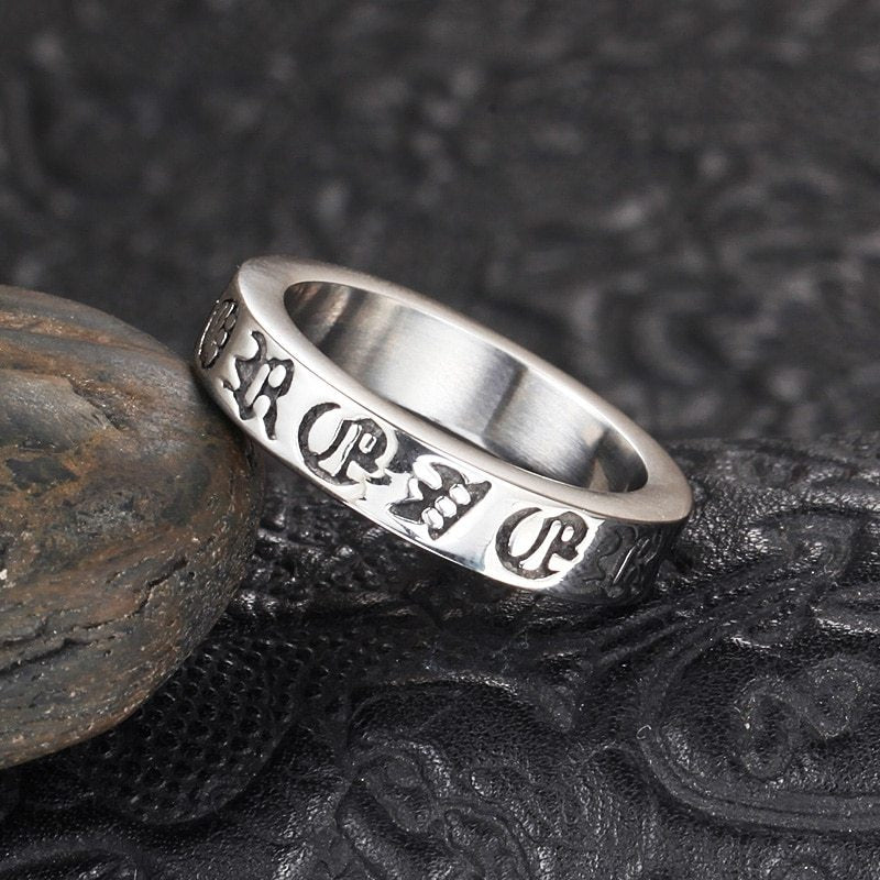 European And American Retro Six-Character Mantra Men's Ring
