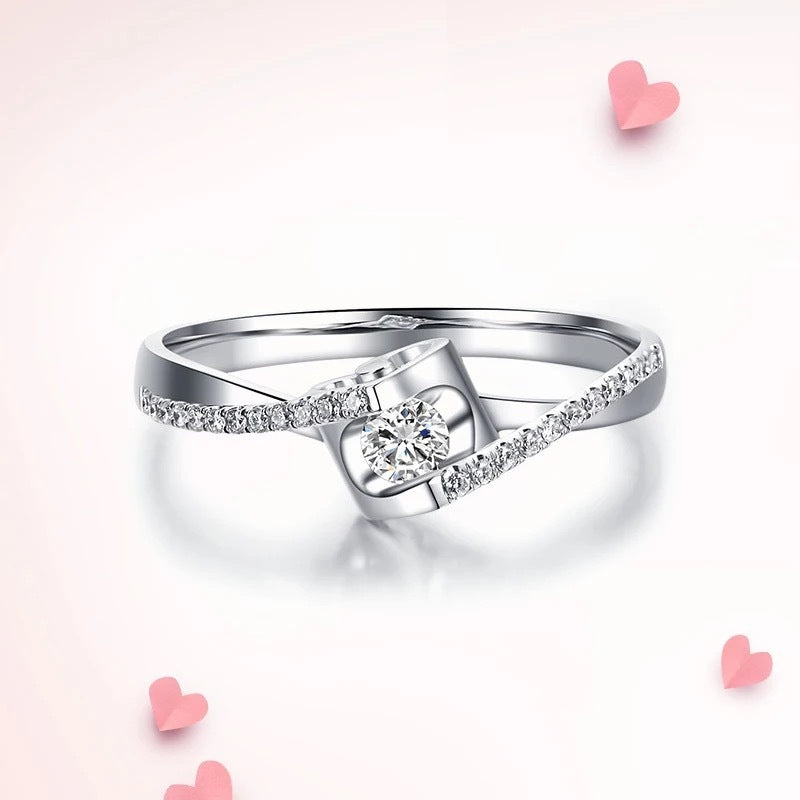 Heart Shaped Couple Rings With Stone Mosaic Adjustable Opening Copper Plated Korean Style For Couples Gift Set