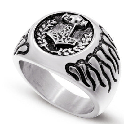 Unisex Ring Flame Wheat Goat Design Electroplated Alloy Bands for Men and Women Silver Tone Jewellery Statement