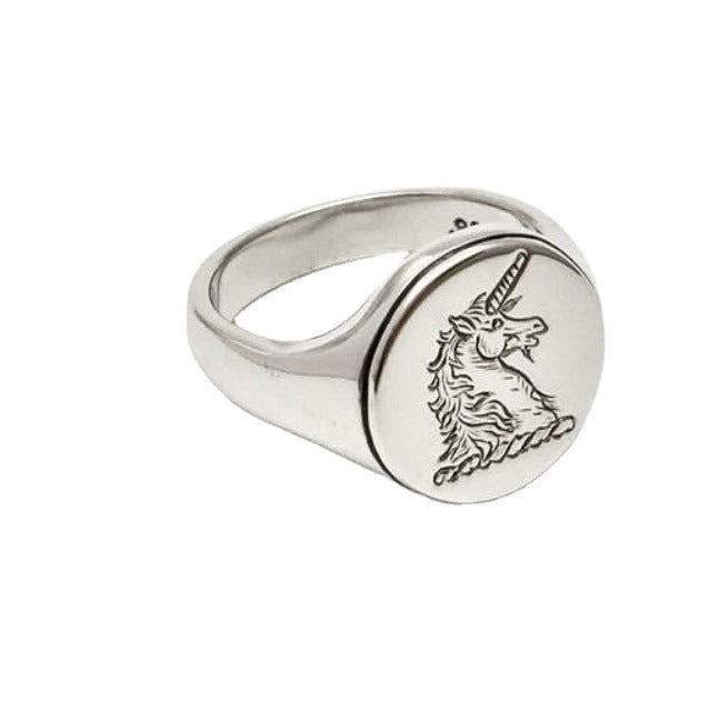 Unisex Zodiac Ring Electroplated Alloy Punk Ring European American Fashion Jewelry Seahorse Ring Animal Zodiac