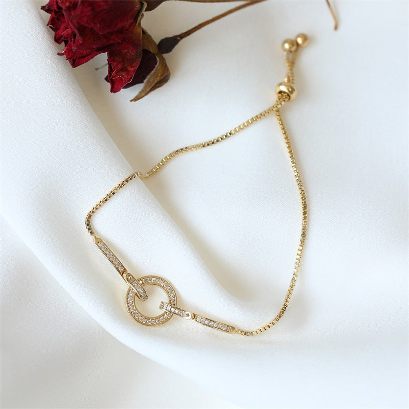 Crystal Zirconia Armband Bracelet Adjustable Chain Link Arm Jewelry Anniversary Engagement Gift Celebration In