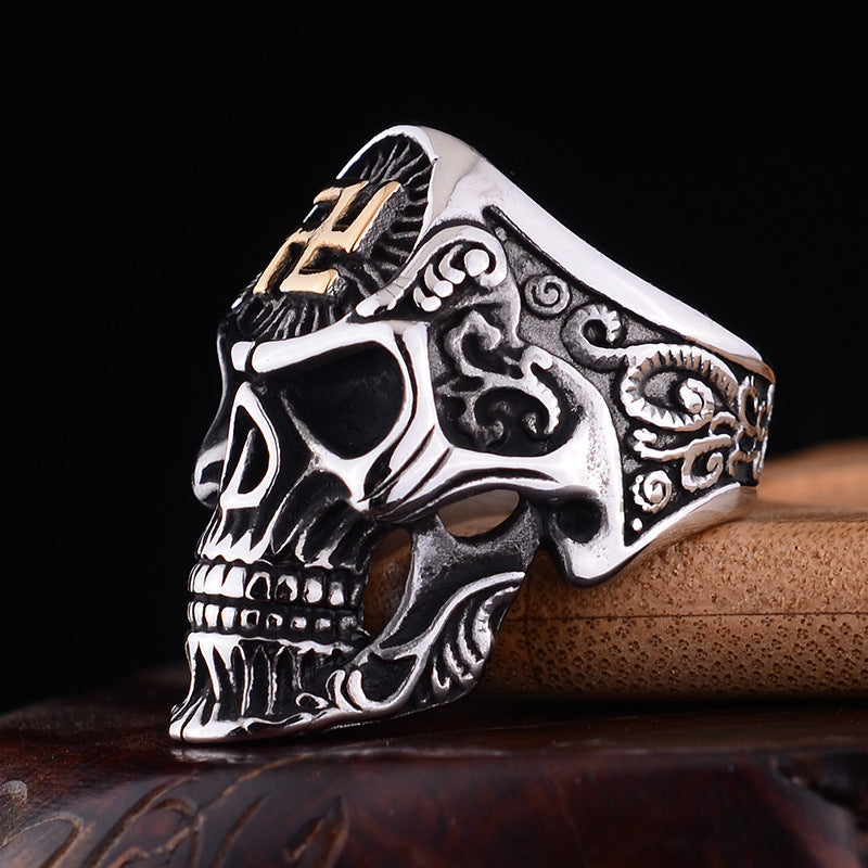 Gothic 4D Skull Ring Metal Vintage Biker Jewelry For Men