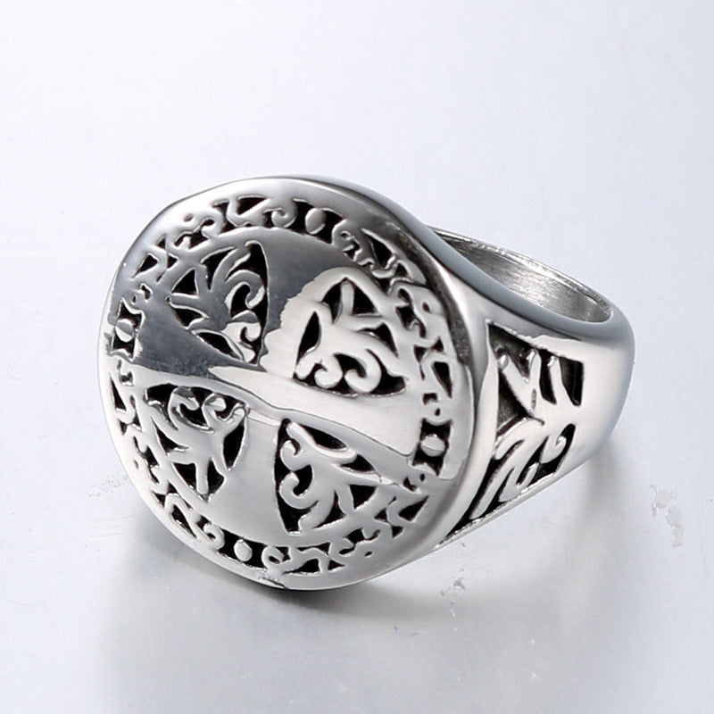 Vintage Punk Men's Creative Stainless Steel Cross Ring