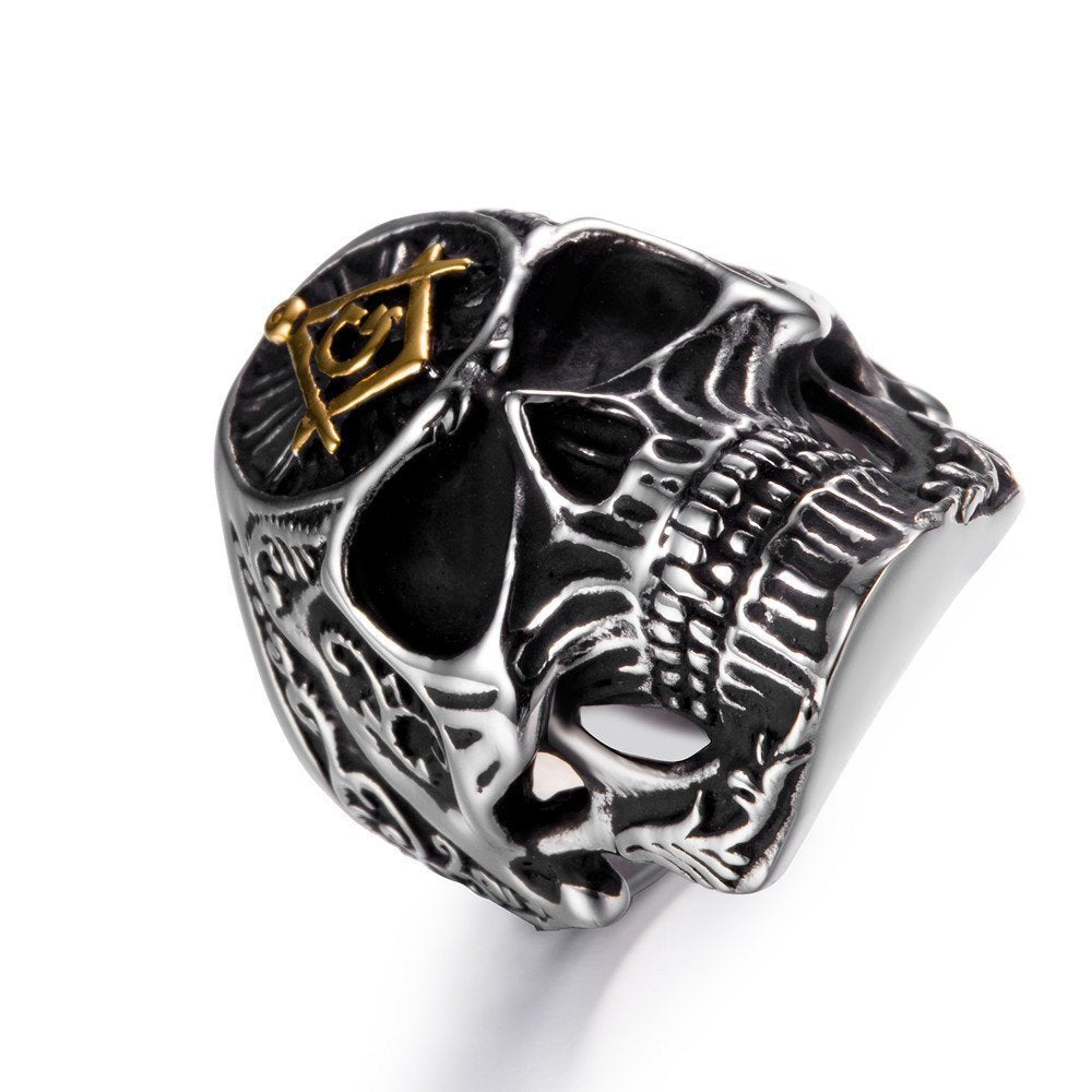 Mens Punk Ring Alloy Gold Tone Electroplated Europe Style